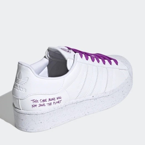 Adidas White Platform Superstar Sneaker, Size 9 - Picture 4 of 6